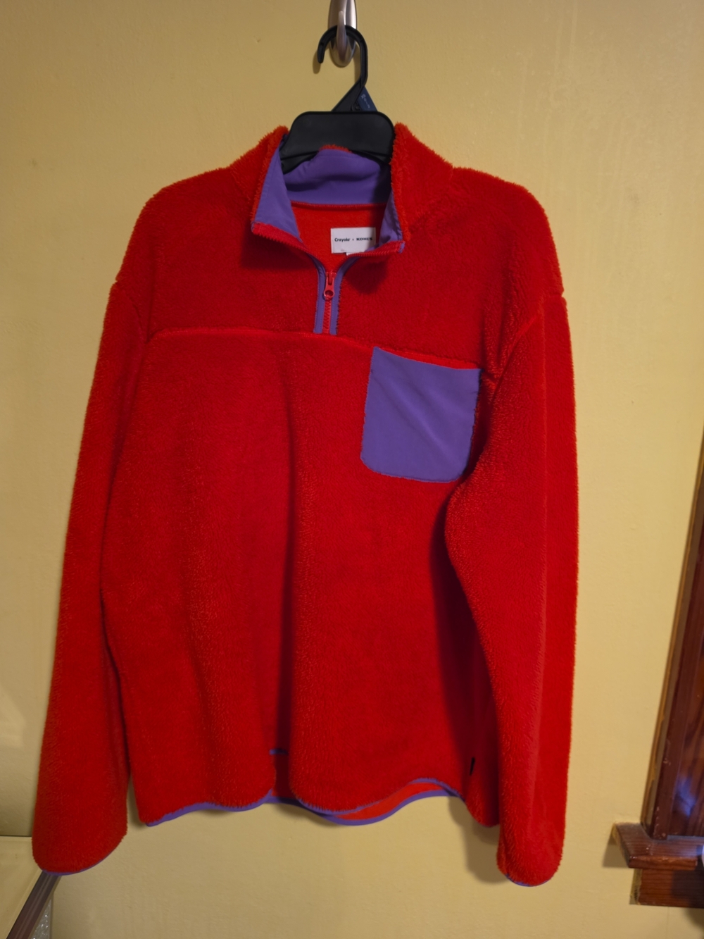 Crayola x Kohl's Adult XL Sherpa Fleece Soft 1/4 Zip Sweater Jacket Red Purple